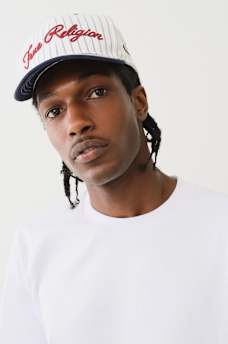 TRUE RELIGION STRIPED BASEBALL CAP 