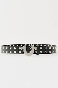 HORSESHOE BUCKLE GROMMET LEATHER BELT, image 2