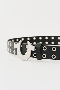 HORSESHOE BUCKLE GROMMET LEATHER BELT, image 3