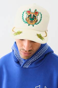 EMBROIDERED CREST TRUCKER HAT, image 1