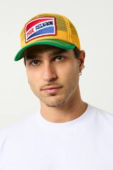 PATCH LOGO COLORBLOCK MESH TRUCKER HAT