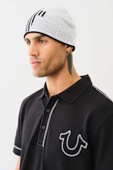 COLORBLOCK STRIPED HORSESHOE BEANIE, image 2