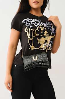 FAUX CROC LEATHER CHAIN BAG, image 3