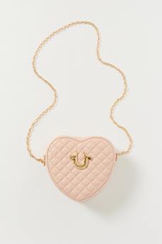 QUILTED HEART CHAIN CROSSBODY BAG