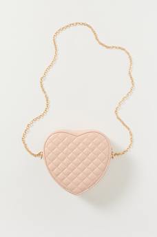 QUILTED HEART CHAIN CROSSBODY BAG