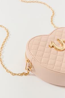 QUILTED HEART CHAIN CROSSBODY BAG
