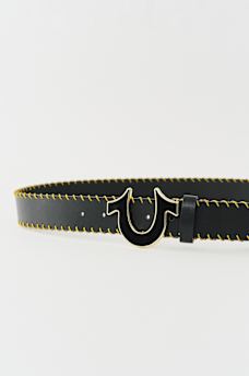 WHIP STITCH HORSESHOE BUCKLE BELT