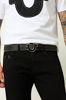 WHIP STITCH HORSESHOE BUCKLE BELT