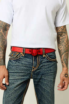 WHIP STITCH HORSESHOE BUCKLE BELT