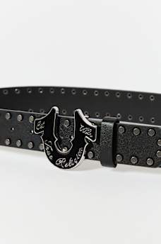 STUDDED SCRIPT HORSESHOE BUCKLE BELT, image 2