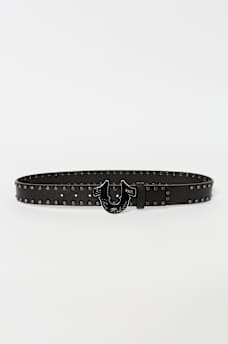 STUDDED SCRIPT HORSESHOE BUCKLE BELT, image 1