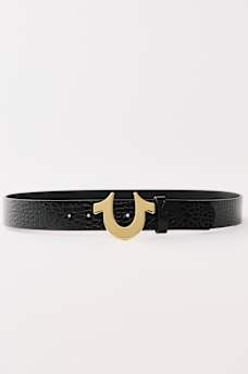 CROC EMBOSSED HORSESHOE BUCKLE BELT, image 2