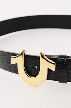 CROC EMBOSSED HORSESHOE BUCKLE BELT, image 3