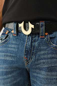 CROC EMBOSSED HORSESHOE BUCKLE BELT, image 1