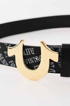 ALLOVER LOGO HORSESHOE BUCKLE BELT, image 3
