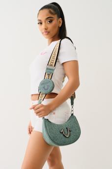 DENIM CRESCENT HOBO BAG, image 2