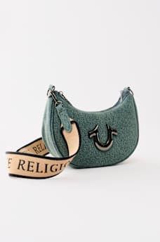 DENIM CRESCENT HOBO BAG, image 4