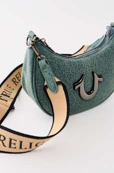 DENIM CRESCENT HOBO BAG, image 5