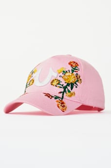 EMBROIDERED FLOWER HORSESHOE BASEBALL HAT