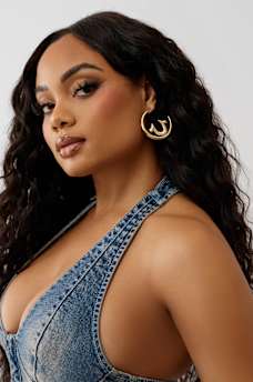 HORSESHOE HALF HOOP EARRINGS, image 1