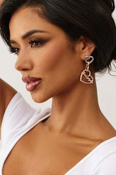 LOGO HEART STACK EARRINGS, image 2