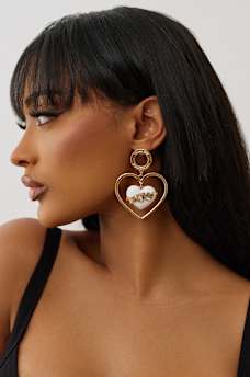 DROP LOGO HEART EARRINGS