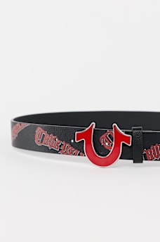 LOGO ALLOVER PRINT HORSESHOE BELT, image 2