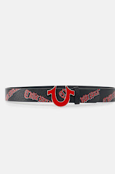 LOGO ALLOVER PRINT HORSESHOE BELT, image 1