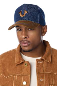 CONTRAST BRIM DENIM HORSESHOE HAT