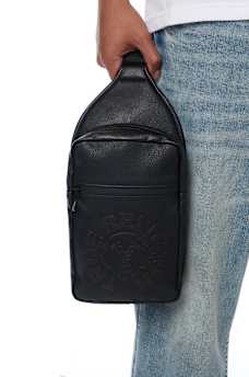 EMBOSSED FAUX LEATHER SLING BAG