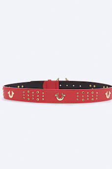 RED STUDDED HORSESHOE BELT