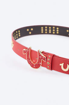 RED STUDDED HORSESHOE BELT