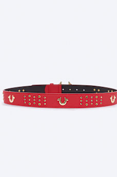 CINTUR&Oacute;N CON HERRADURA Y TACHAS ROJO