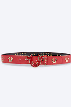 RED STUDDED HORSESHOE BELT