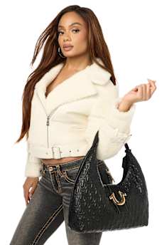 HORSESHOE EMBOSSED HOBO BAG
