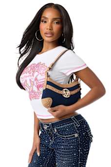 TRUE RELIGION X BABY PHAT DENIM CHARM BAG