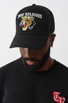 EMBROIDERED TIGER TRUCKER HAT, image 1
