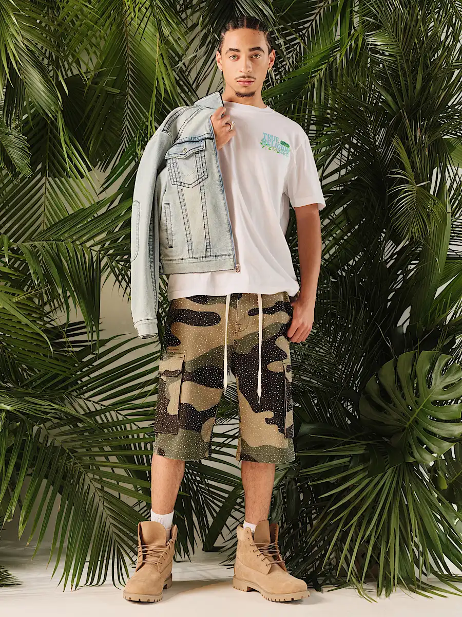 baggy crystal cargo short