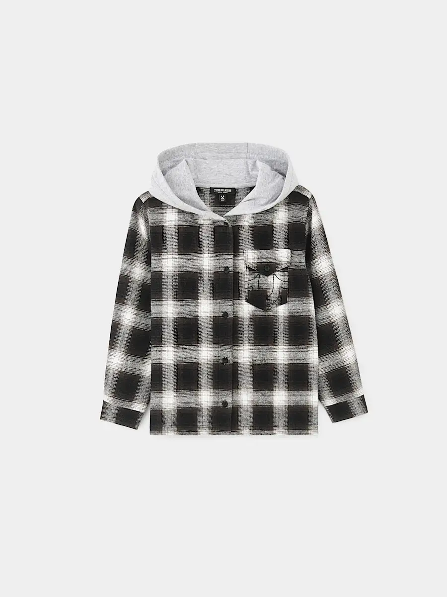 boys hooded flannel shirt