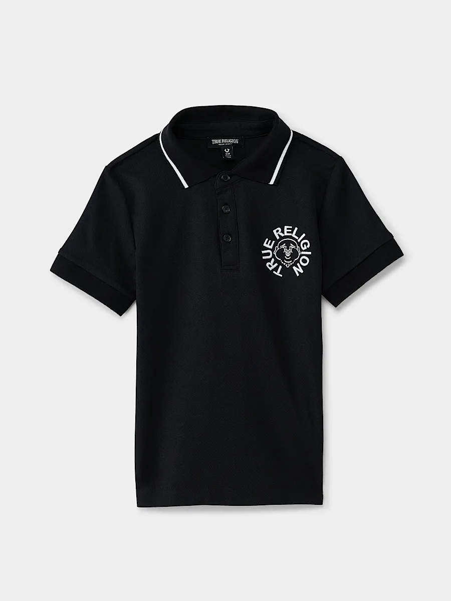 boys circular buddha face polo shirt