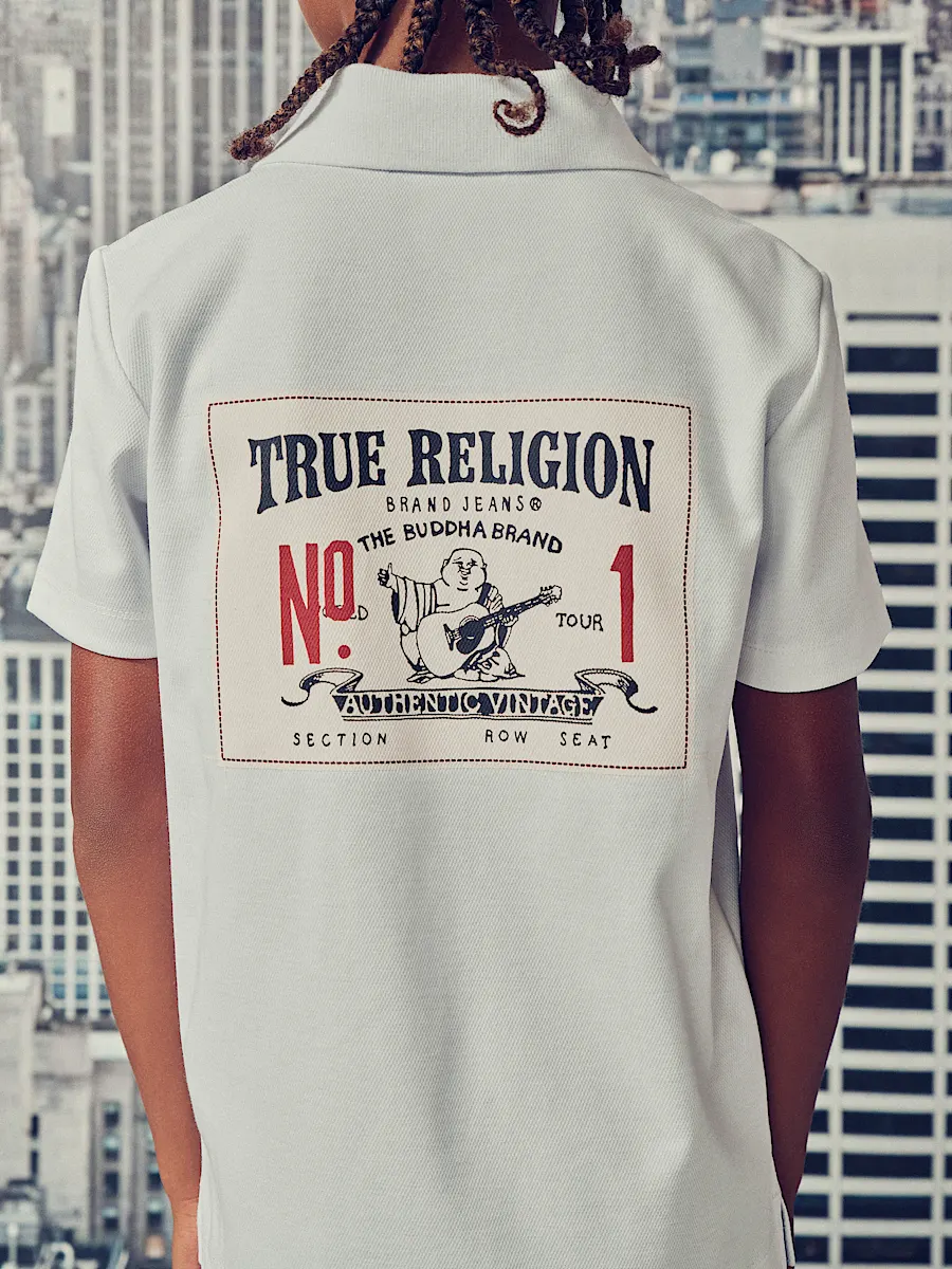 boys canvas patch polo shirt