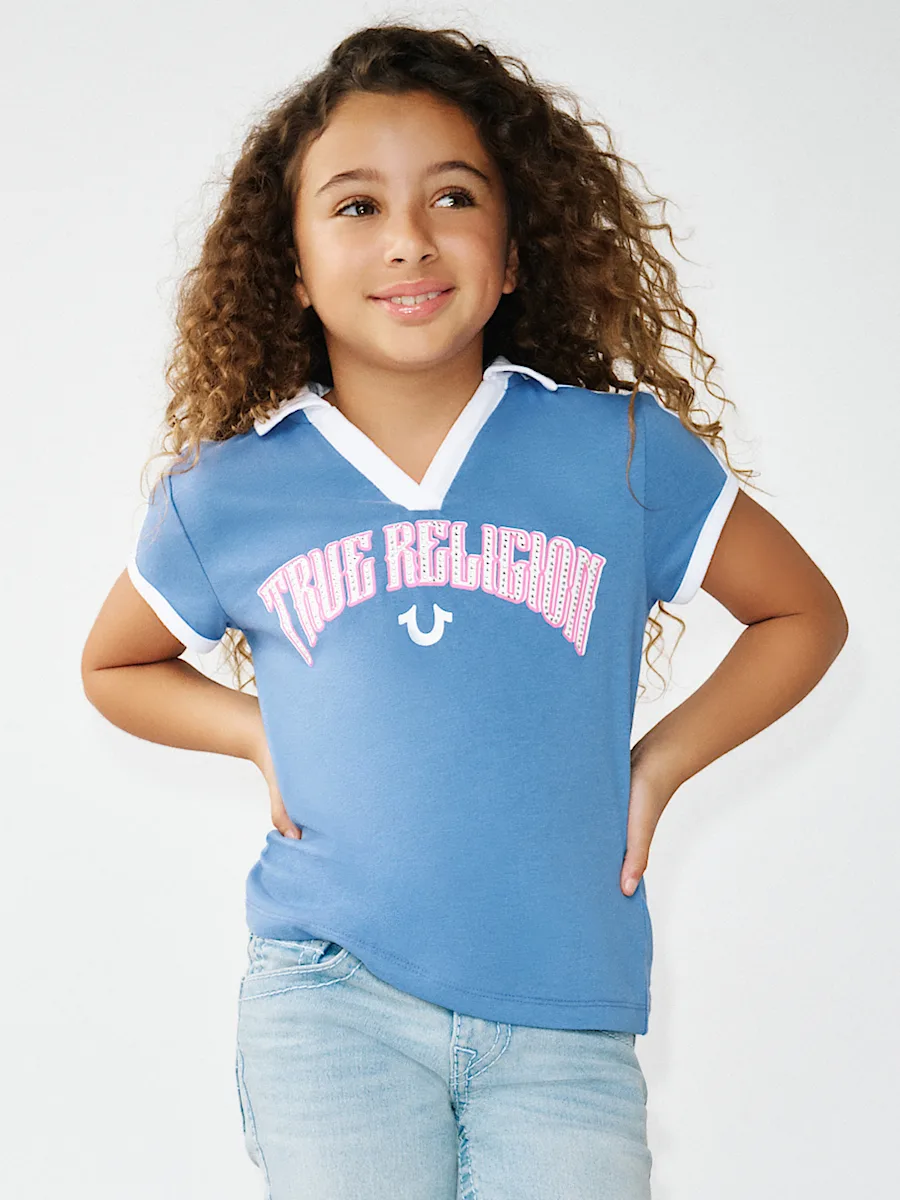 girls logo piping polo shirt