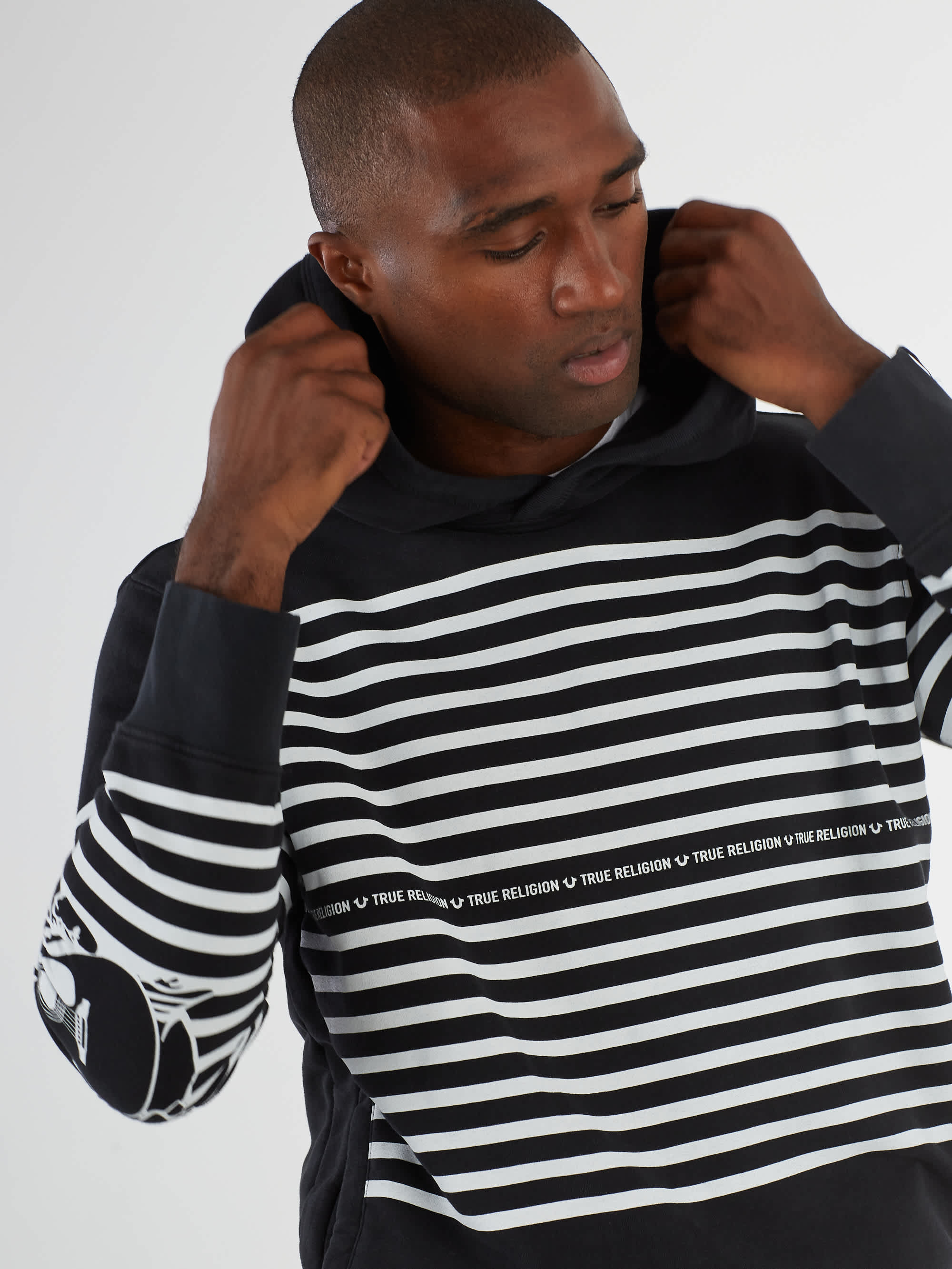 LOGO STRIPE HOODIE Black True Religion
