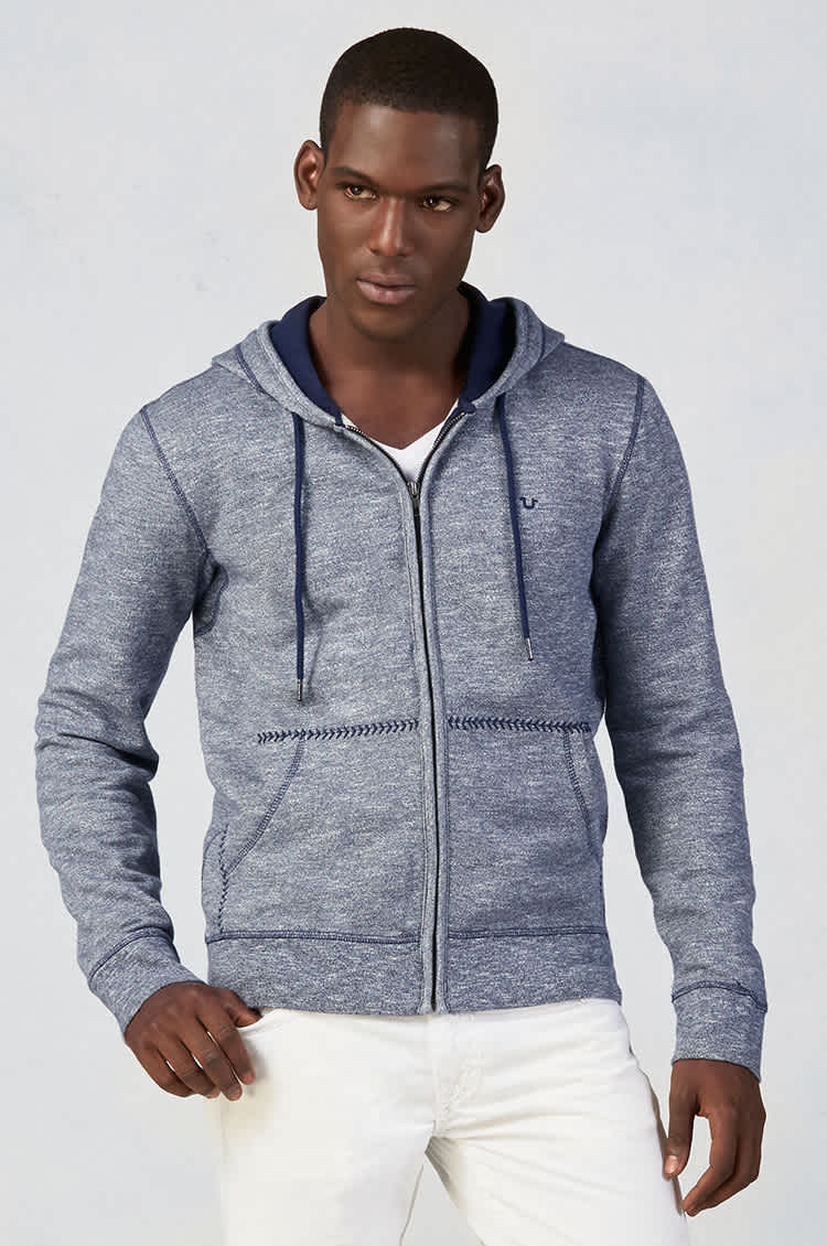 BASEBALL STITCH HEATHER MENS HOODIE