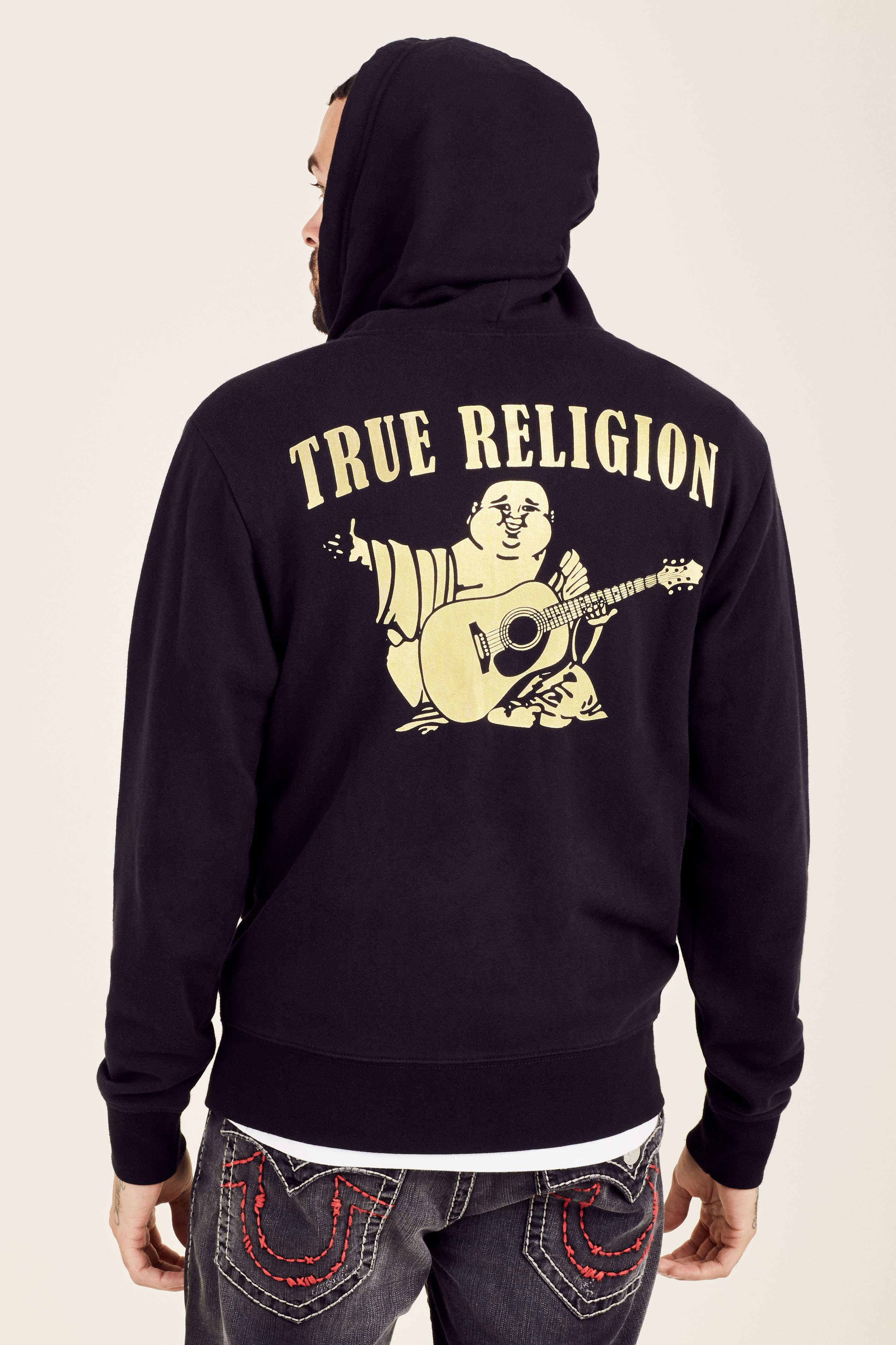 CLASSIC GOLD LOGO ZIP MENS HOODIE Black True Religion