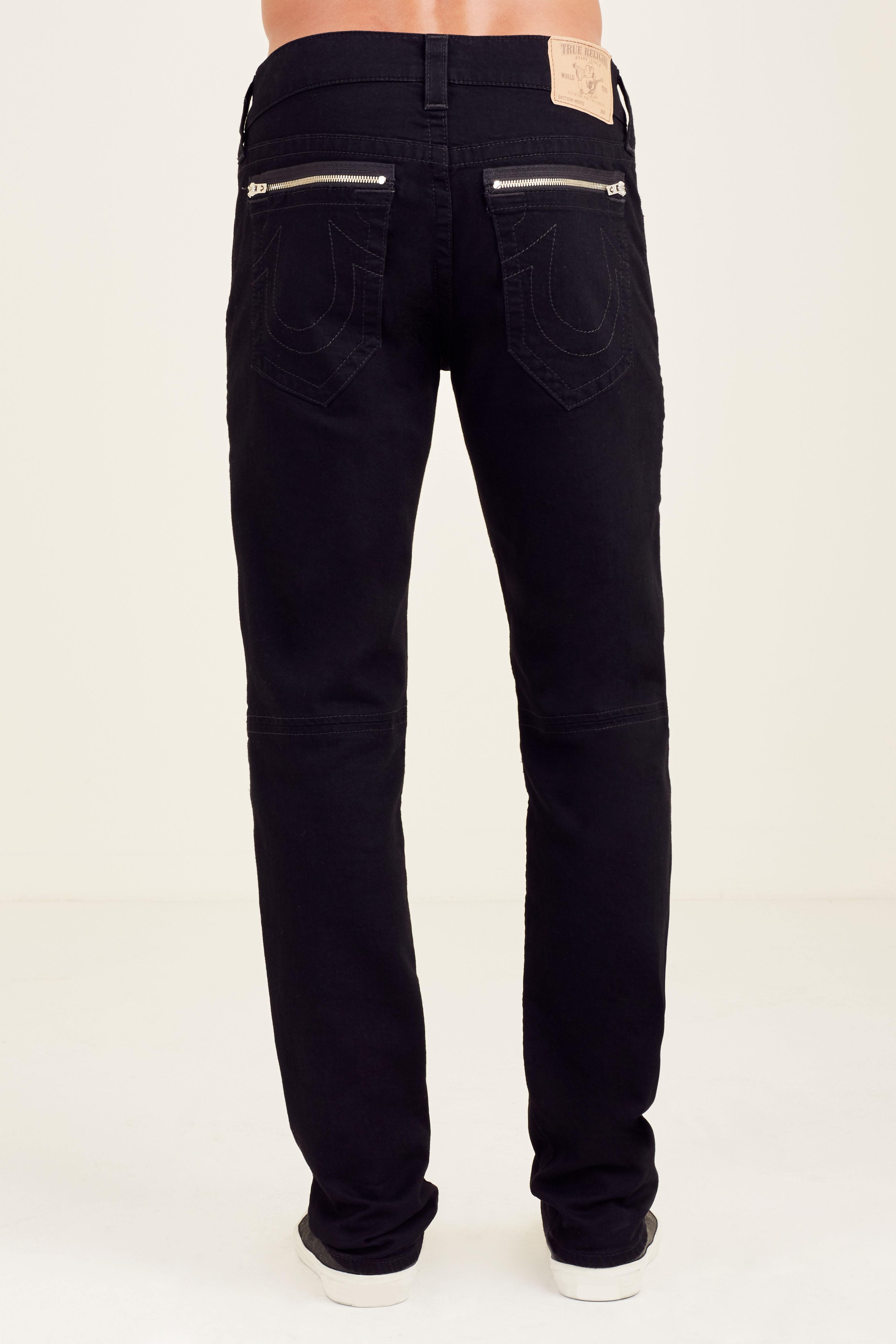 True Religion Zipper Moto Skinny Jeans in Black for Men