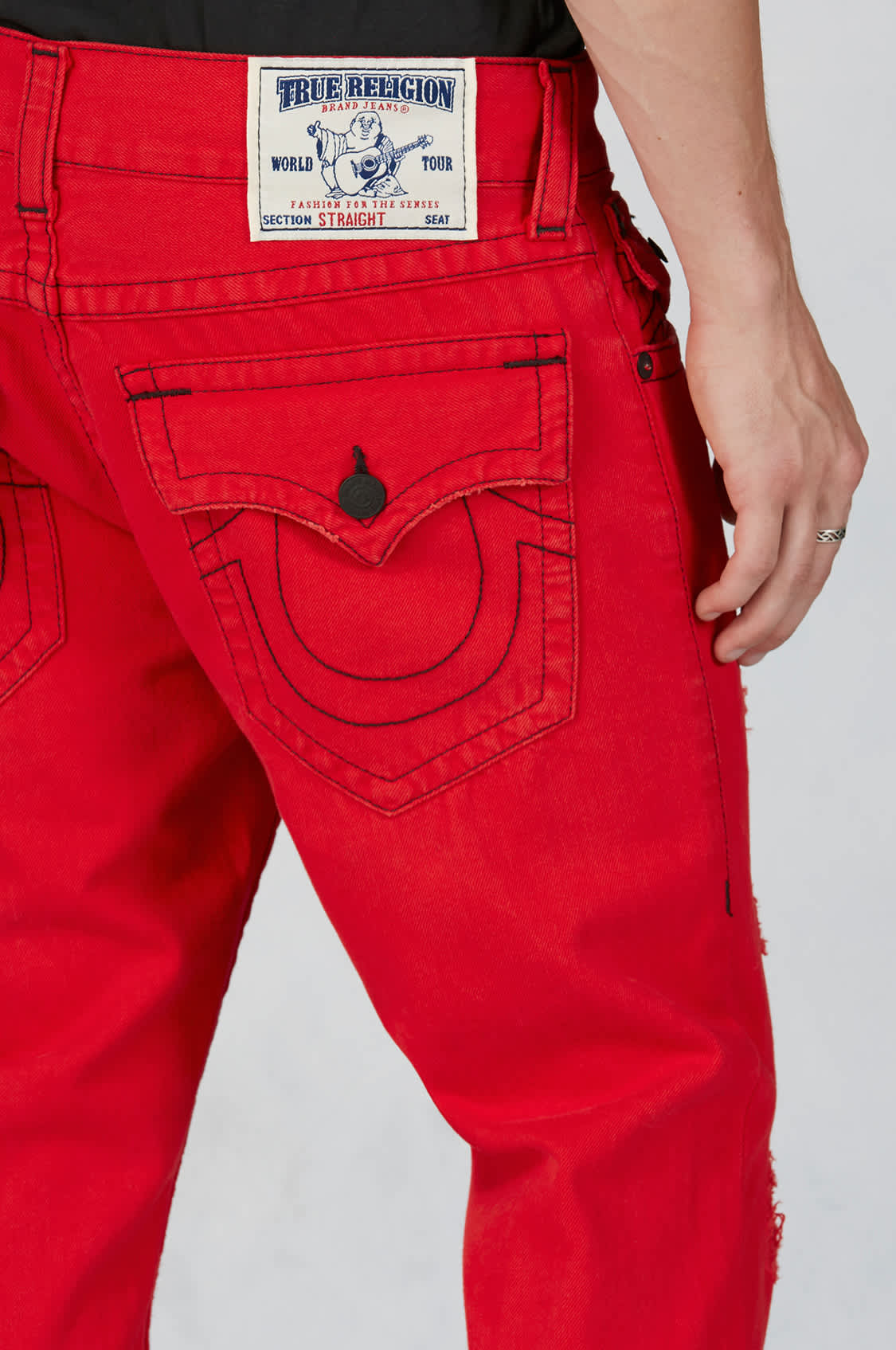 Hand Picked Straight Mens Red Jeans True Religion 