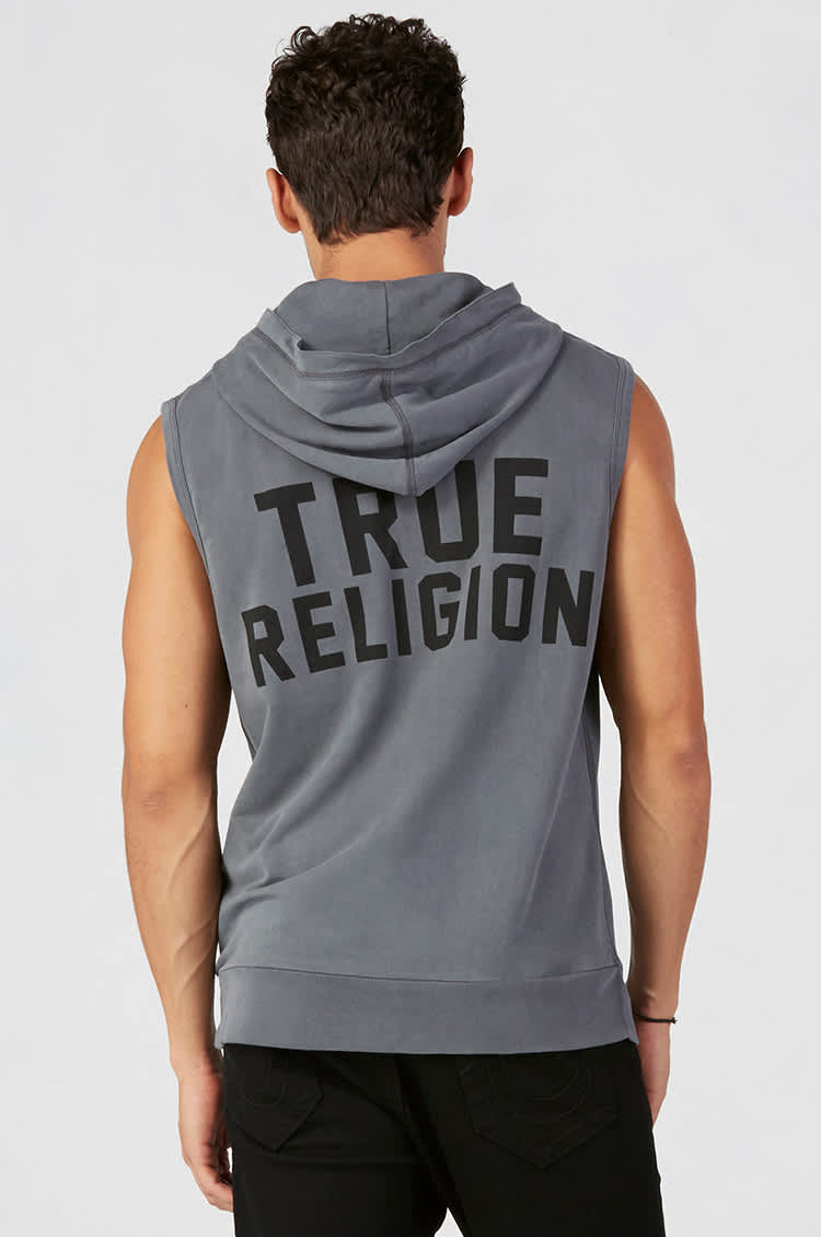 True religion sleeveless hoodie top