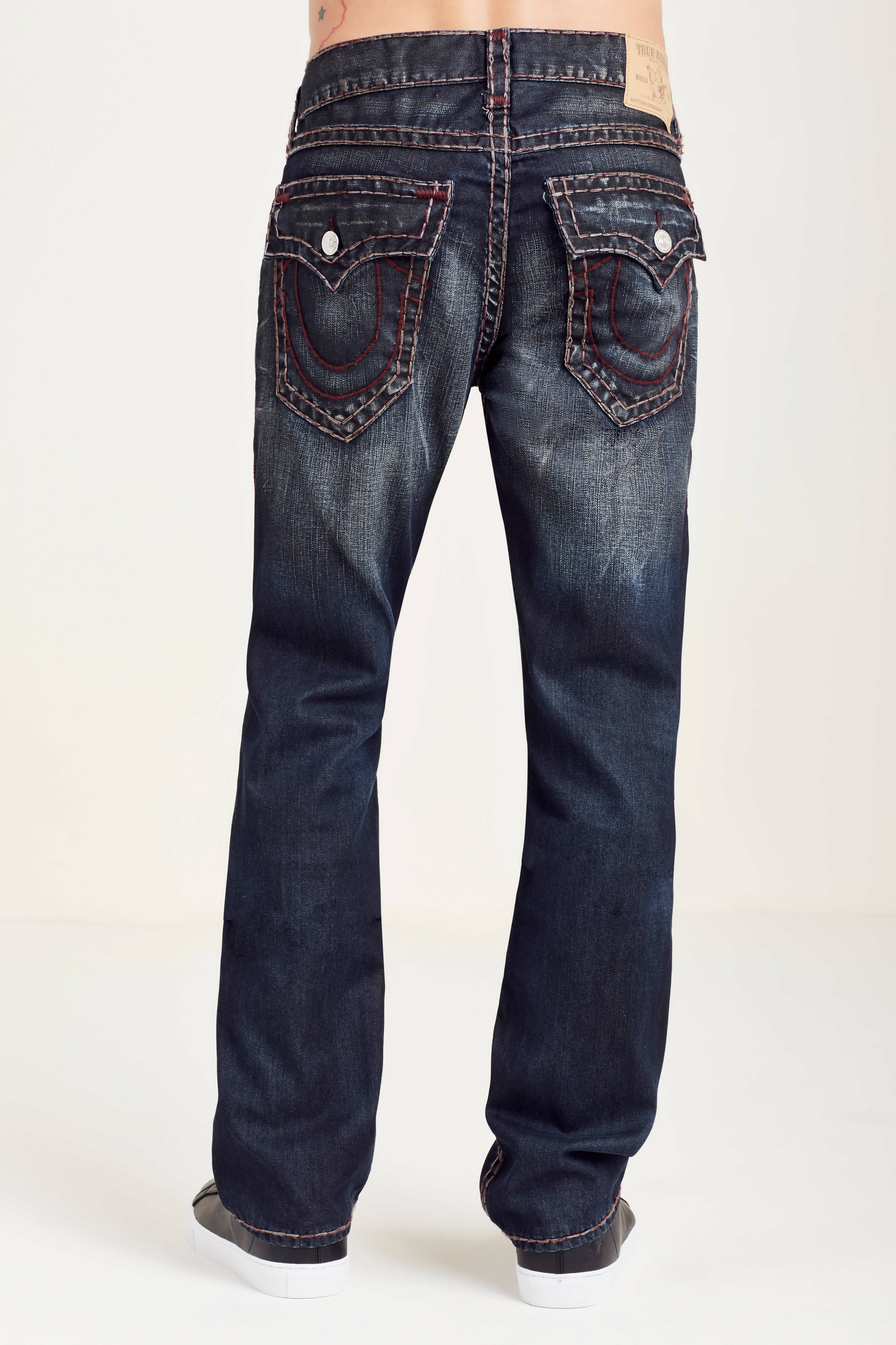 STRAIGHT FLAP GRAY/RED SUPER T STITCH MENS JEAN - Fallen Victory
