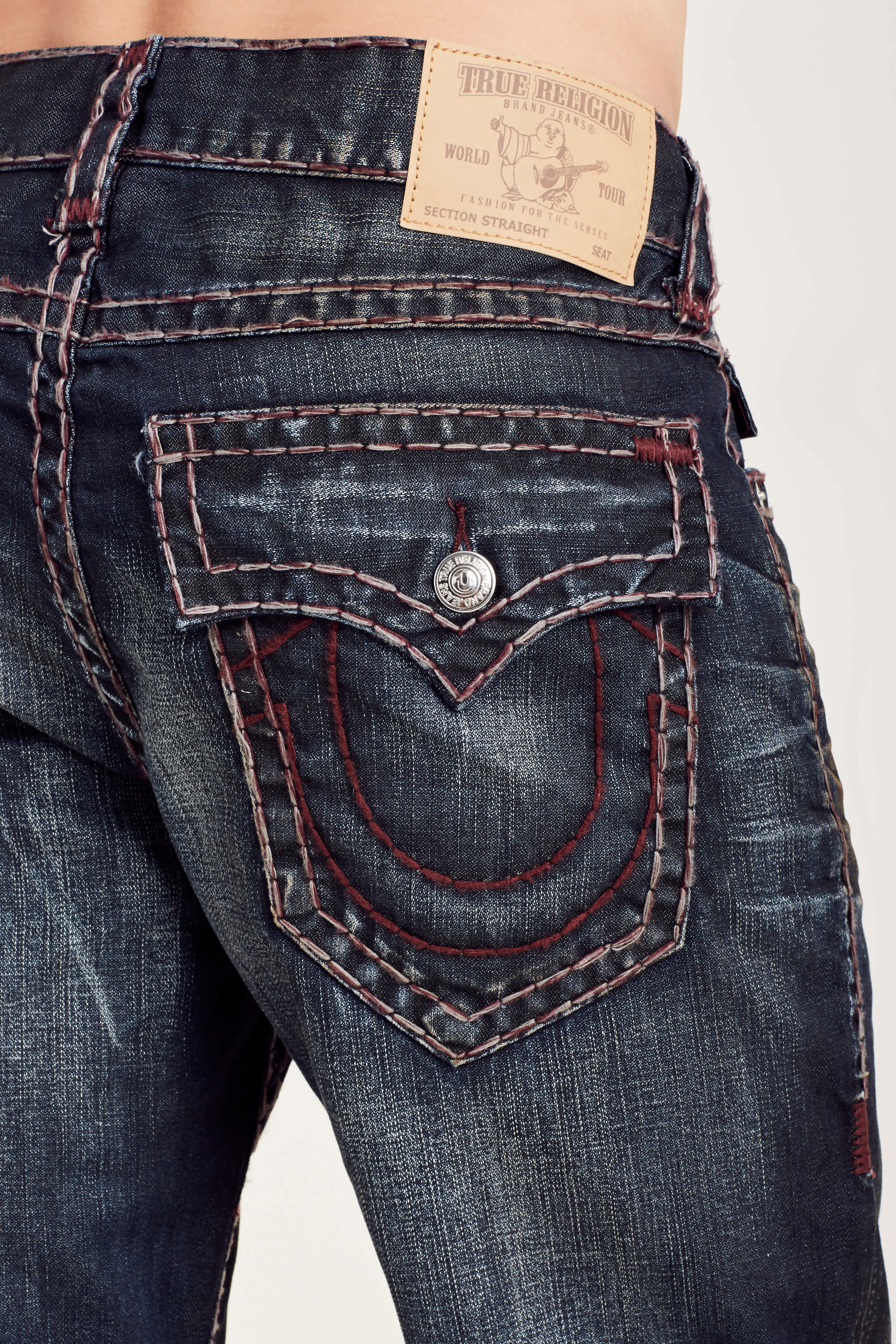 STRAIGHT FLAP GRAY/RED SUPER T STITCH MENS JEAN - Fallen